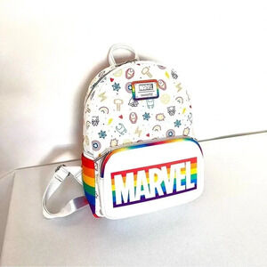 Marvel Loungefly Pride Collection Backpack White Rainbow Medium Size